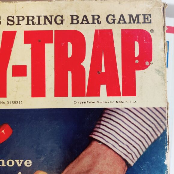 Vintage 1965 BOOBY TRAP wood board spring trap skill game Original Box Working - Picture 4 of 12